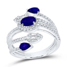 14K White Gold Diamond Oval Blue Sapphire Gemstone Ring 5/8 Cttw - Splendid Jewellery