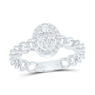 14K White Gold Diamond Oval Designer Ring 1/3 Cttw - Splendid Jewellery