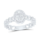 14K White Gold Diamond Oval Designer Ring 1/3 Cttw - Splendid Jewellery