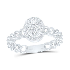 14K White Gold Diamond Oval Designer Ring 1/3 Cttw - Splendid Jewellery