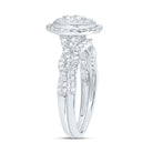 14K White Gold Diamond Oval Double Halo Bridal Set 1/2 Cttw - Splendid Jewellery