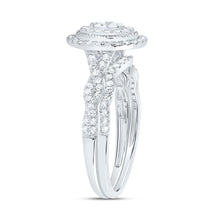 Load image into Gallery viewer, 14K White Gold Diamond Oval Double Halo Bridal Set 1/2 Cttw - Splendid Jewellery