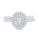 14K White Gold Diamond Oval Double Halo Bridal Set 1/2 Cttw - Splendid Jewellery