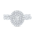 14K White Gold Diamond Oval Double Halo Bridal Set 1/2 Cttw - Splendid Jewellery