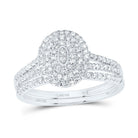 14K White Gold Diamond Oval Double Halo Bridal Set 1/2 Cttw - Splendid Jewellery