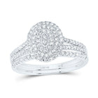14K White Gold Diamond Oval Double Halo Bridal Set 1/2 Cttw - Splendid Jewellery