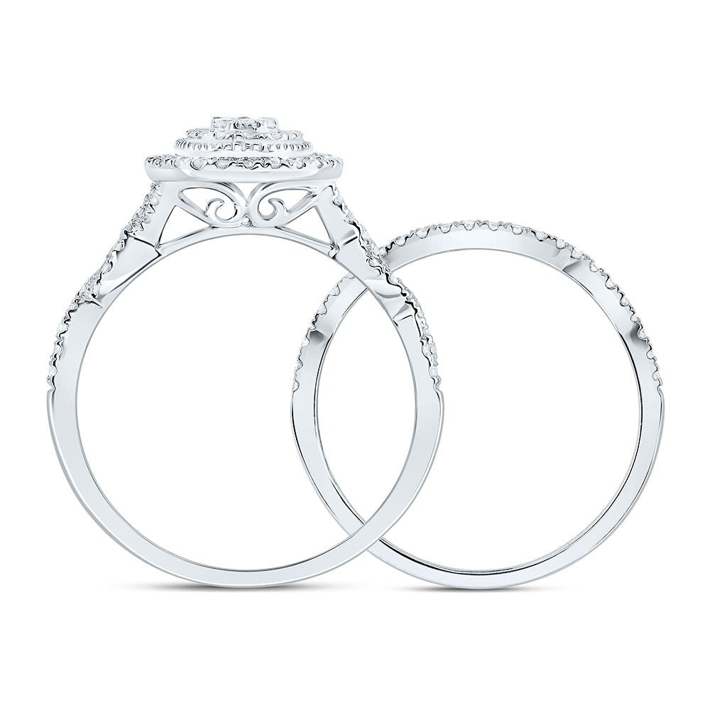 14K White Gold Diamond Oval Double Halo Bridal Set 1/2 Cttw - Splendid Jewellery