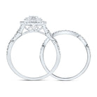 14K White Gold Diamond Oval Double Halo Bridal Set 1/2 Cttw - Splendid Jewellery