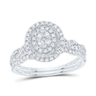 14K White Gold Diamond Oval Double Halo Bridal Set 1/2 Cttw - Splendid Jewellery