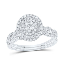 Load image into Gallery viewer, 14K White Gold Diamond Oval Double Halo Bridal Set 1/2 Cttw - Splendid Jewellery