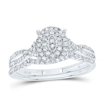Load image into Gallery viewer, 14K White Gold Diamond Oval Double Halo Bridal Set 3/8 Cttw - Splendid Jewellery