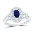14K White Gold Diamond Oval Gemstone Ring 3/8 Cttw - Splendid Jewellery