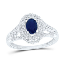 Load image into Gallery viewer, 14K White Gold Diamond Oval Gemstone Ring 3/8 Cttw - Splendid Jewellery