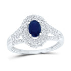 14K White Gold Diamond Oval Gemstone Ring 3/8 Cttw - Splendid Jewellery