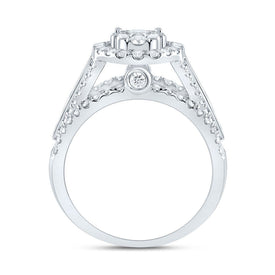 14K White Gold Diamond Oval Single Halo Bridal Ring 1 3/4 Cttw - Splendid Jewellery
