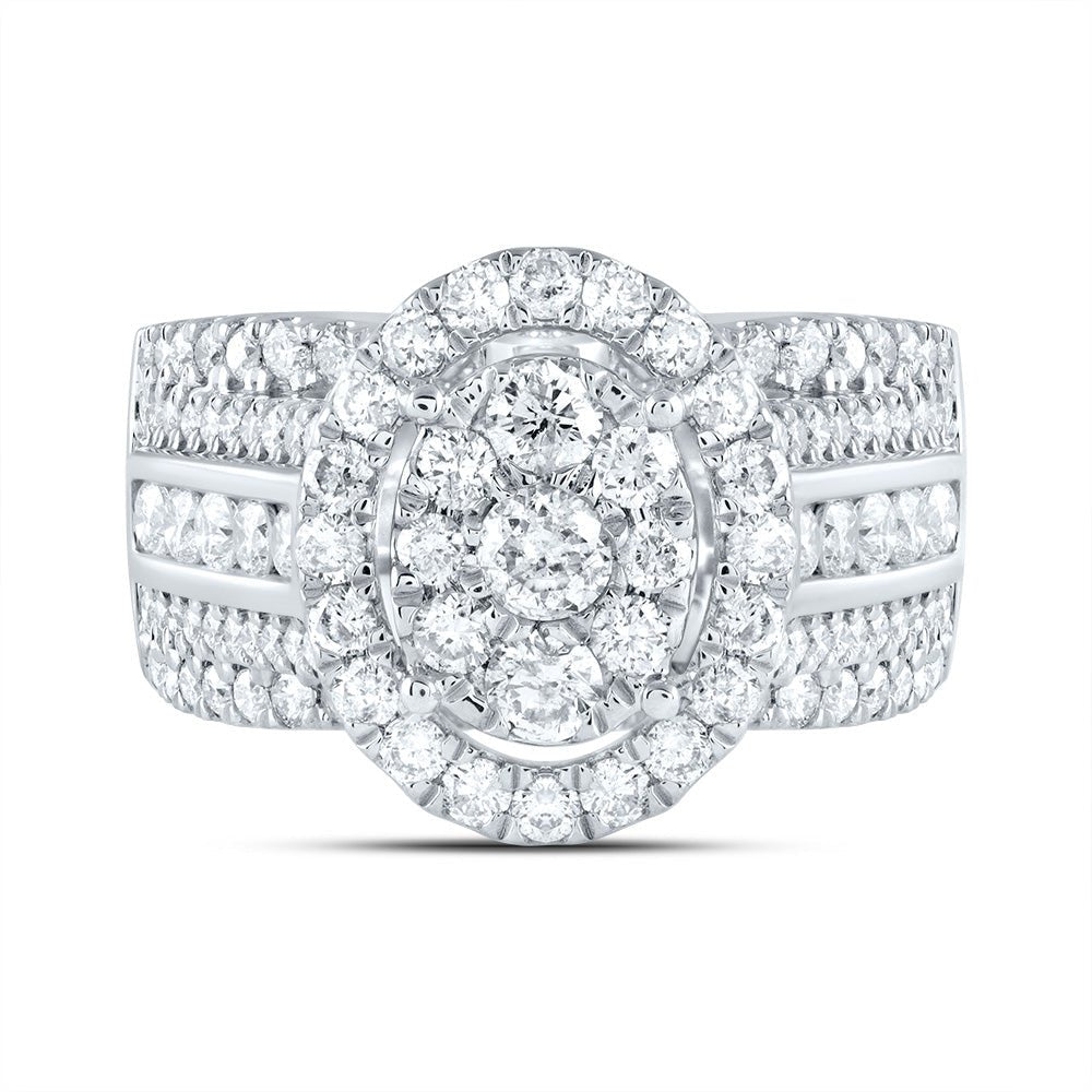 14K White Gold Diamond Oval Single Halo Bridal Ring 1 3/4 Cttw - Splendid Jewellery