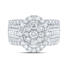14K White Gold Diamond Oval Single Halo Bridal Ring 1 3/4 Cttw - Splendid Jewellery
