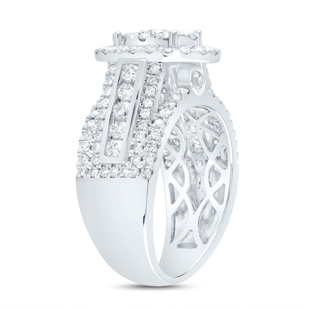 14K White Gold Diamond Oval Single Halo Bridal Ring 1 3/4 Cttw - Splendid Jewellery