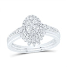 14K White Gold Diamond Oval Single Halo Bridal Set 1/2 Cttw - Splendid Jewellery