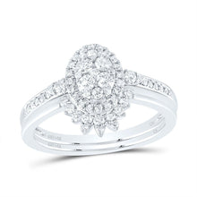 Load image into Gallery viewer, 14K White Gold Diamond Oval Single Halo Bridal Set 1/2 Cttw - Splendid Jewellery