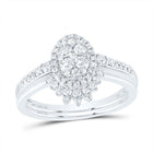 14K White Gold Diamond Oval Single Halo Bridal Set 1/2 Cttw - Splendid Jewellery