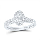 14K White Gold Diamond Oval Single Halo Bridal Set 1/2 Cttw - Splendid Jewellery