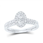 14K White Gold Diamond Oval Single Halo Bridal Set 1/2 Cttw - Splendid Jewellery