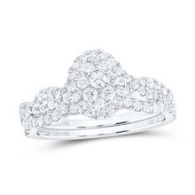 Load image into Gallery viewer, 14K White Gold Diamond Oval Single Halo Bridal Set 3/4 Cttw - Splendid Jewellery