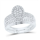 14K White Gold Diamond Oval Trio Ring Set 5/8 Cttw - Splendid Jewellery