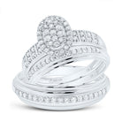 14K White Gold Diamond Oval Trio Ring Set 5/8 Cttw - Splendid Jewellery