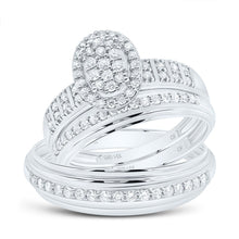 Load image into Gallery viewer, 14K White Gold Diamond Oval Trio Ring Set 5/8 Cttw - Splendid Jewellery
