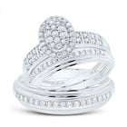 14K White Gold Diamond Oval Trio Ring Set 5/8 Cttw - Splendid Jewellery