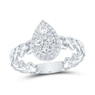14K White Gold Diamond Pear Designer Ring 1/2 Cttw - Splendid Jewellery