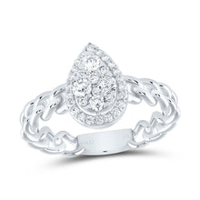 Load image into Gallery viewer, 14K White Gold Diamond Pear Designer Ring 1/2 Cttw - Splendid Jewellery