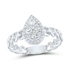 14K White Gold Diamond Pear Designer Ring 1/2 Cttw - Splendid Jewellery