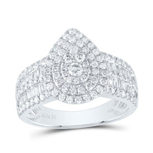 Load image into Gallery viewer, 14K White Gold Diamond Pear Double Halo Bridal Ring 1 3/8 Cttw - Splendid Jewellery