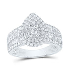 14K White Gold Diamond Pear Double Halo Bridal Ring 1 3/8 Cttw - Splendid Jewellery