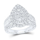 14K White Gold Diamond Pear Double Halo Bridal Set 1 Cttw - Splendid Jewellery