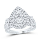 14K White Gold Diamond Pear Double Halo Bridal Set 1 Cttw - Splendid Jewellery
