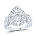 14K White Gold Diamond Pear Double Halo Bridal Set 1 Cttw - Splendid Jewellery