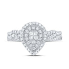 14K White Gold Diamond Pear Double Halo Bridal Set 1/2 Cttw - Splendid Jewellery