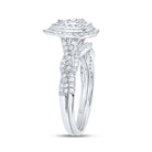 14K White Gold Diamond Pear Double Halo Bridal Set 1/2 Cttw - Splendid Jewellery
