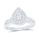 14K White Gold Diamond Pear Double Halo Bridal Set 1/2 Cttw - Splendid Jewellery
