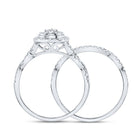 14K White Gold Diamond Pear Double Halo Bridal Set 1/2 Cttw - Splendid Jewellery