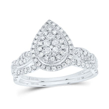 Load image into Gallery viewer, 14K White Gold Diamond Pear Double Halo Bridal Set 1/2 Cttw - Splendid Jewellery
