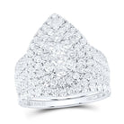 14K White Gold Diamond Pear Double Halo Bridal Set 3 Cttw - Splendid Jewellery