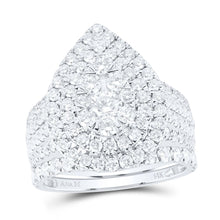 Load image into Gallery viewer, 14K White Gold Diamond Pear Double Halo Bridal Set 3 Cttw - Splendid Jewellery