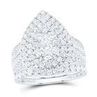 14K White Gold Diamond Pear Double Halo Bridal Set 3 Cttw - Splendid Jewellery