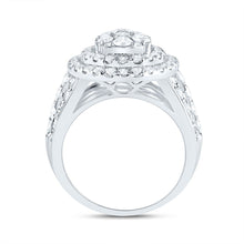 Load image into Gallery viewer, 14K White Gold Diamond Pear Double Halo Fashion Bridal Ring 3 Cttw - Splendid Jewellery
