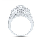14K White Gold Diamond Pear Double Halo Fashion Bridal Ring 3 Cttw - Splendid Jewellery